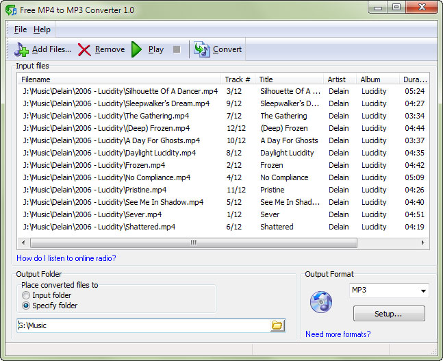 Скриншот программы Free MP4 to MP3 Converter 1.0