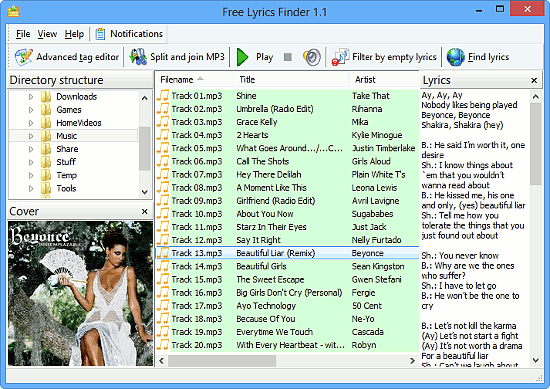 MP3 lyrics downloaded successfully