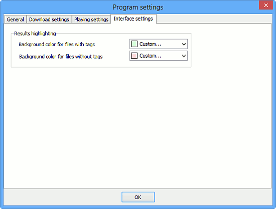 Interface settings